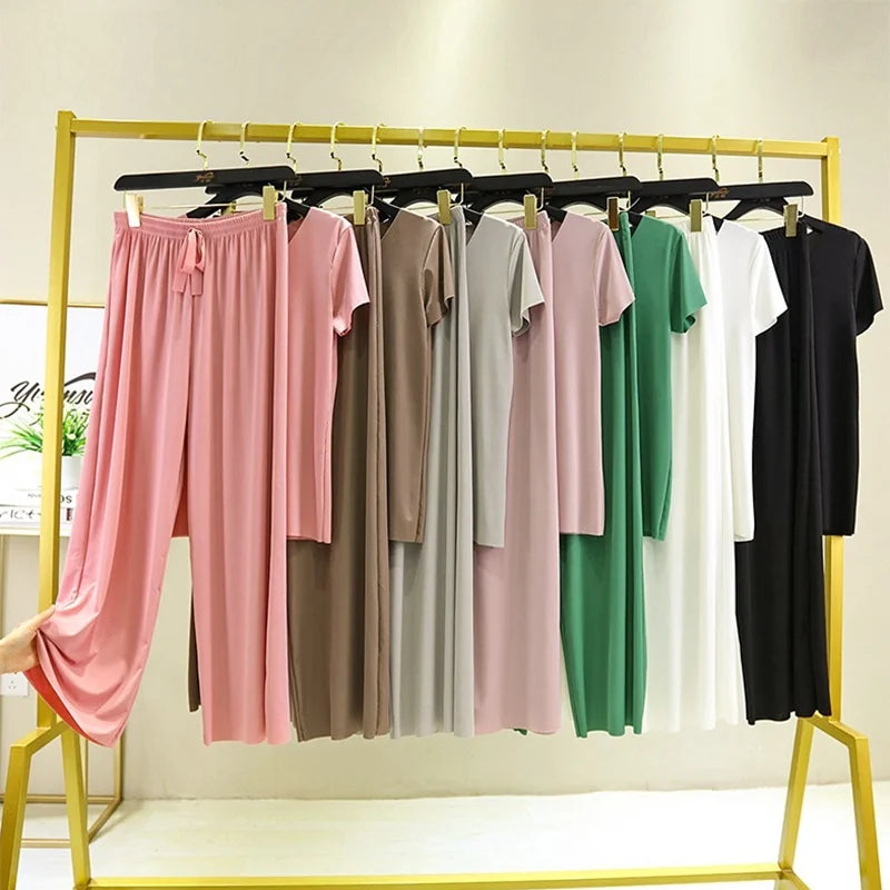 Zweiteiliges Set Damen Oberteil und Hose Sommer 2-teilige Sets Damen Outfits Urlaub 2026 neue Kollektion weite Hose elegant lässig