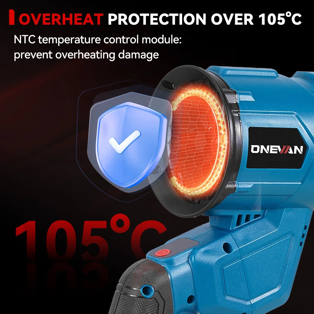 ONEVAN 2IN1 Bürstenloser Elektroturbo-Gebläse 38000 U/min Akku-Handstaubsauger Laubbläser Elektrowerkzeug für Makita 18V Akku