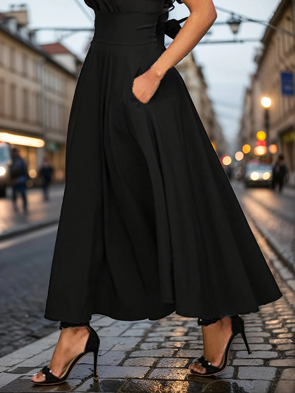 Neu eingetroffen: Kleider, einfarbige A-Linien-Röcke für Damen, Bekleidung, langer Rock mit hoher elastischer Taille für Damen mit Schleife, elegante Damenröcke
