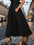 Neu eingetroffen: Kleider, einfarbige A-Linien-Röcke für Damen, Bekleidung, langer Rock mit hoher elastischer Taille für Damen mit Schleife, elegante Damenröcke