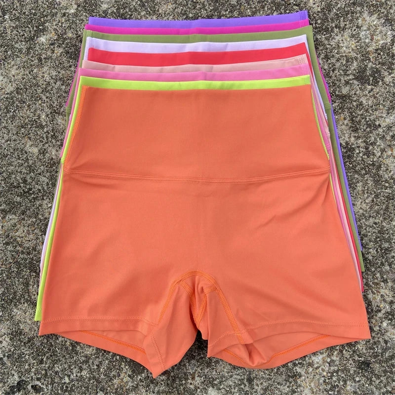 Sexy einfarbige Damen-Fitness-Sportshorts, hohe Taille, athletische Yoga-Shorts, Bein-Radfahren, umfassendes Training, Jogging, Squat-Proof