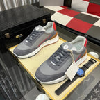 Luxusmarke Herrenschuhe Handgemachte Freizeit-Sneaker Jacquard-Nylon-Gewebe mit Wildleder Wander- und Radschuhe Laufschuhe Weihnachtsgeschenke