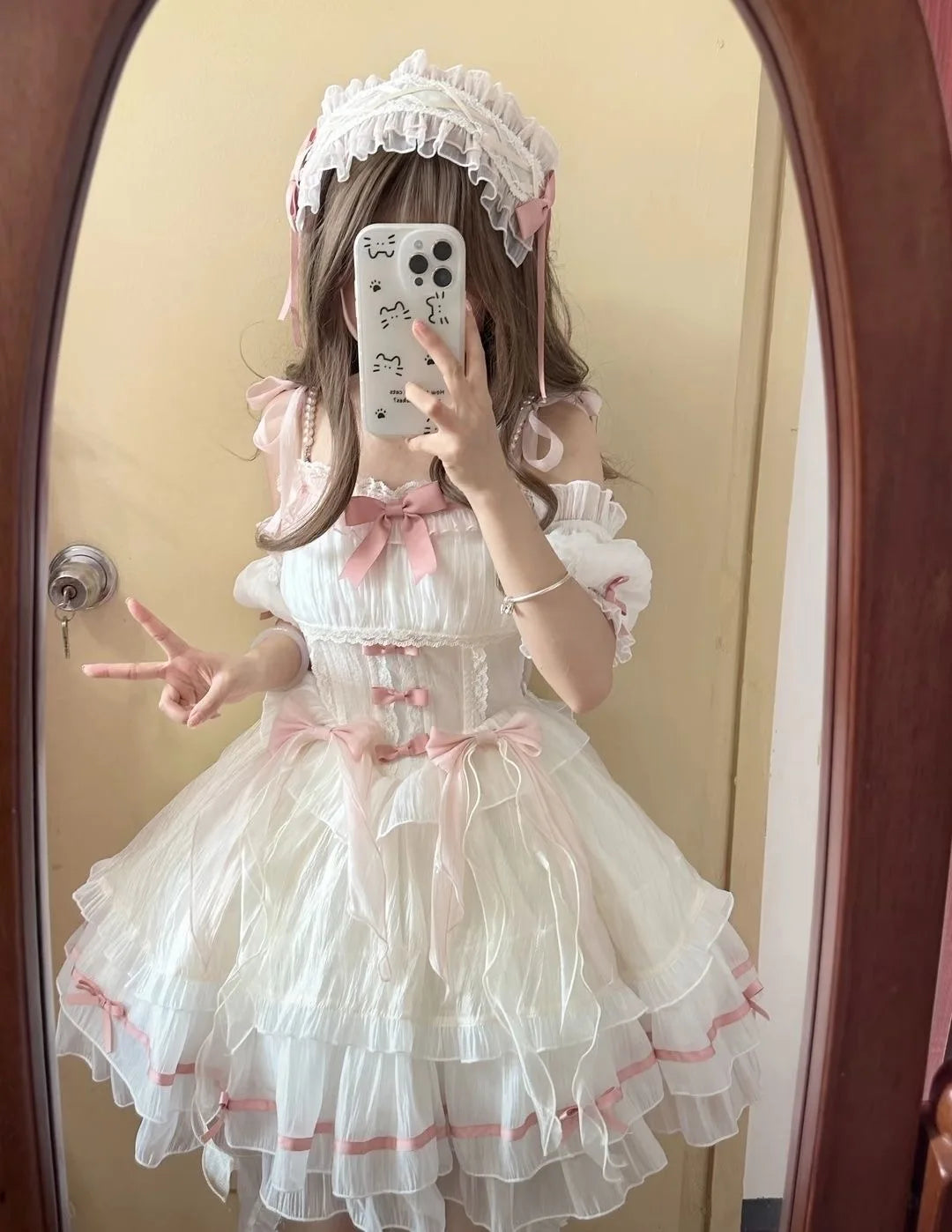 Japanisches Sommer-Kawaii-Lolita-Kleid Damen Party Vintage Süße Spitze Schleife Geburtstags-Kuchenkleider Harajuku Y2k Bandagenkleid