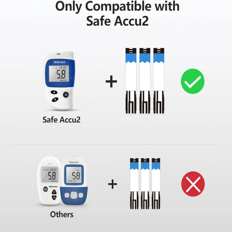 Sinocare Safe Accu2 Blutzuckermessgerät Blutzucker Testkit Diabetes Heim-Glukometer mit 50 Teststreifen oder nur Teststreifen