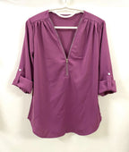 2024 Qualität Heißer Verkauf Plus Size Tiefer V-Ausschnitt Damenbluse Chiffon Coole lockere Hemd Mode Freizeit Damen Tops Sexy Reißverschluss Pullover