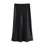 ETJ 2025 Damen Frühling neue elegante Mode All-in-One Stretch High-Waist A-Linie Seidensatin Rock in mehreren Farboptionen