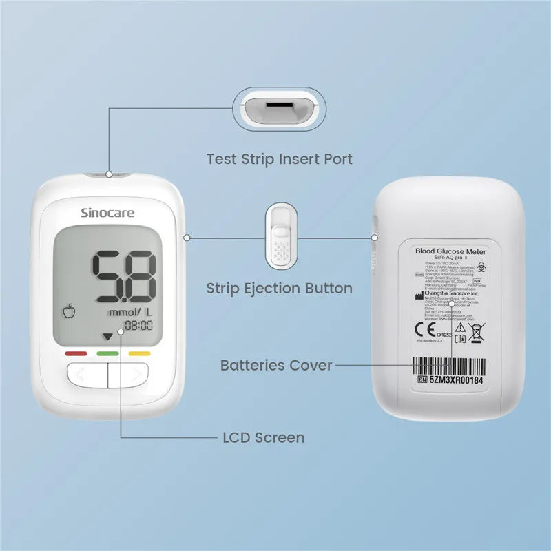 Sinocare Safe AQ pro Ⅰ Blutzuckermessgerät Glucometer Kit Diabetes Tester Medizinisches Blutzuckermessgerät oder nur Teststreifen Lanzetten