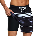 ESCATCH 2026 Neu eingetroffene Herren-Badeshorts mit Kompressionsfutter, 2-in-1-Druck, schnelltrocknend, Fitnessstudio, Sport, Herrenshorts mit Reißverschlusstaschen