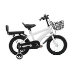 14" Kinderfahrrad Verstellbares Kinderfahrrad Belastbarkeit 60kg mit Stützrädern+Korb+Rückenlehne Rücksitz für 3-7 Jahre (Weiß/Schwarz)