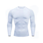 Herren Kompressions-Langarmshirt Schwarz Fitness-T-Shirt Männer Laufen Schnelltrocknend Gym-Top Sonnenschutz Sport-Baselayer