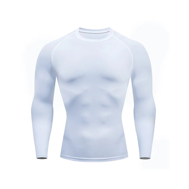 Herren Kompressions-Langarmshirt Schwarz Fitness-T-Shirt Männer Laufen Schnelltrocknend Gym-Top Sonnenschutz Sport-Baselayer