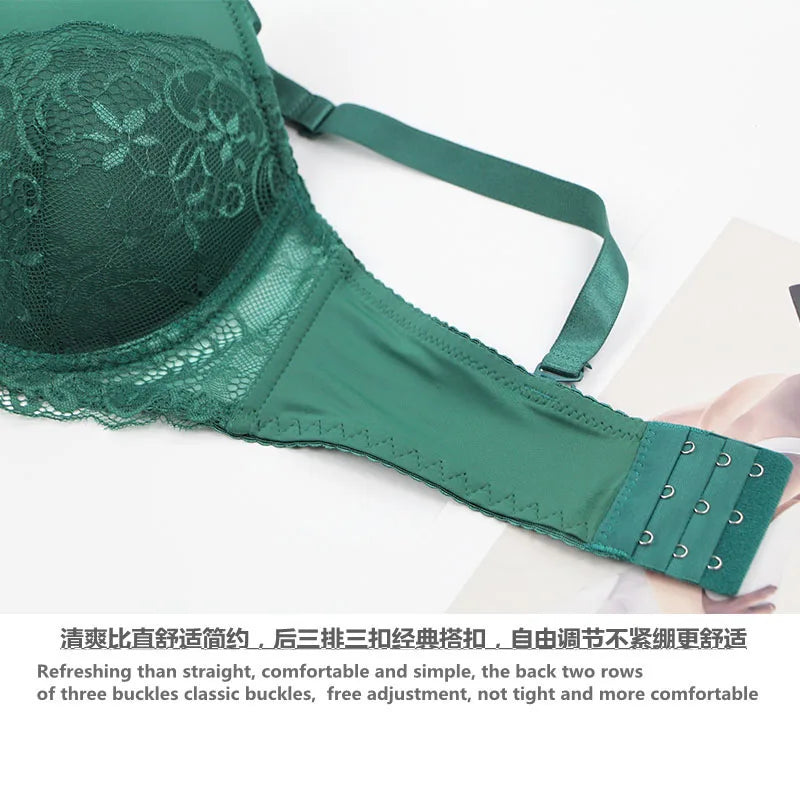 DaiNaFang Sexy BH-Set Grün Schwarz Beige Rot Weiß Lila Spitze Schleife Blumen Unterwäsche für Damen Übergröße Dessous