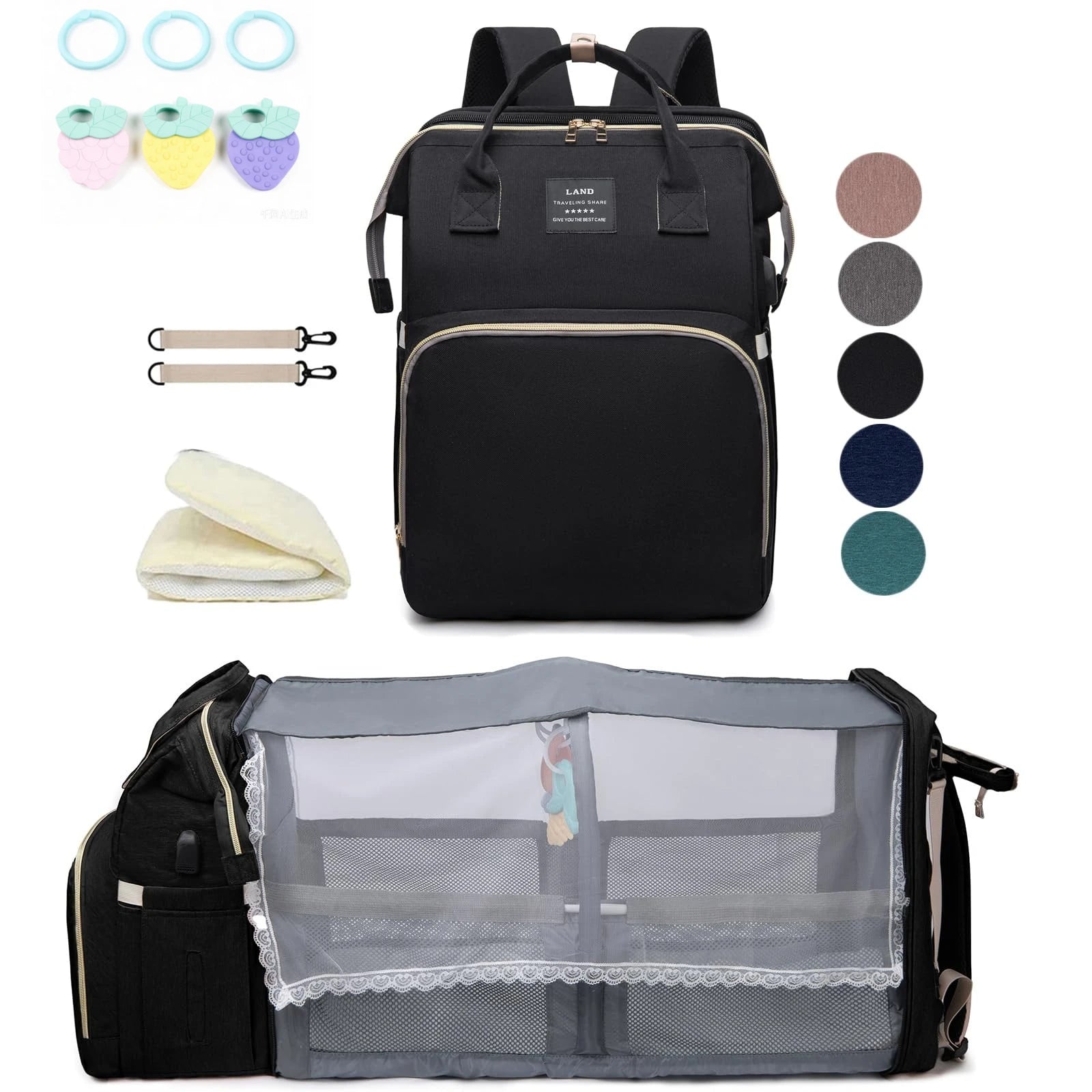Wickeltasche Leichtgewicht Tragbares Klappbett Großraum-Reise-Maternity-Taschen Baby-Rucksack Weibliche Mama-Ausgehtasche
