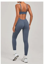 Damen Yoga Jumpsuits Sport Fitness Einteiler Schönheits-Rückengurt Tasche Hüfthebend Slim Fit Laufen Workout Training Bodysuit