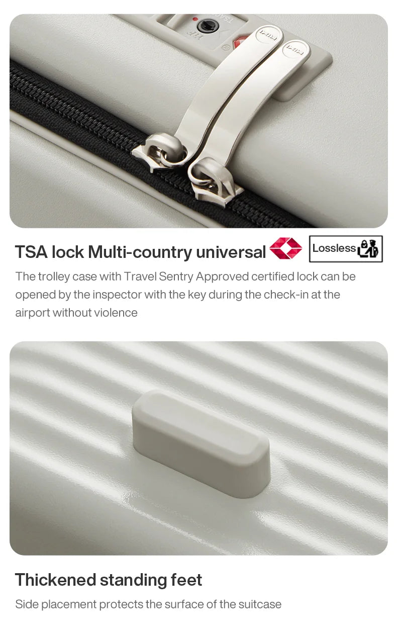 Mixi NEUER Aluminiumrahmen-Koffer Handgepäck Rollkoffer mit USB-Anschluss, Getränke- und Handyhalter für die Kabine, 20 24 Zoll