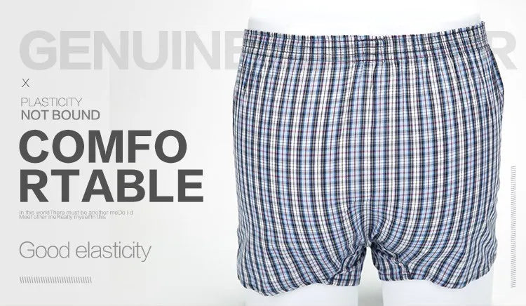 4 Herren-Boxershorts Locker Herrenunterhosen Baumwolle Großes Karomuster Pfeilhose Übergröße Klassische Basics Karo