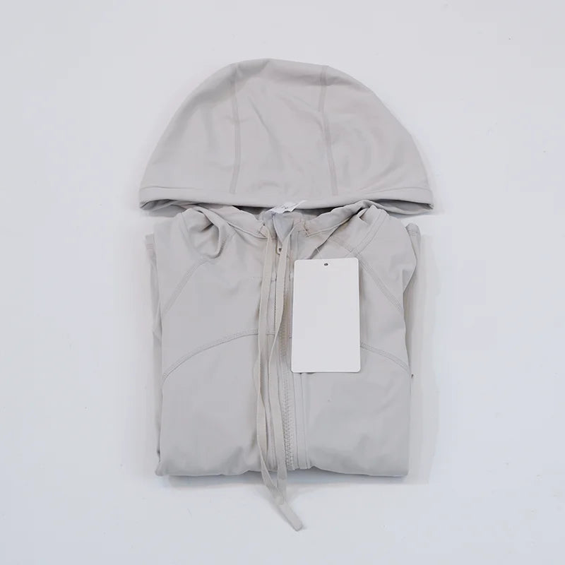 Damen Kapuzen-Sportanzug für Outdoor, Laufen, Fitness und Yoga, atmungsaktiv, lange Ärmel, Strickjacke