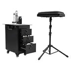 Rollender Make-up-Trolley mit Tattoo-Armlehnenständer, Beauty-Trolley mit 3 Schubladen, 4 Universalrädern und Zahlenschloss