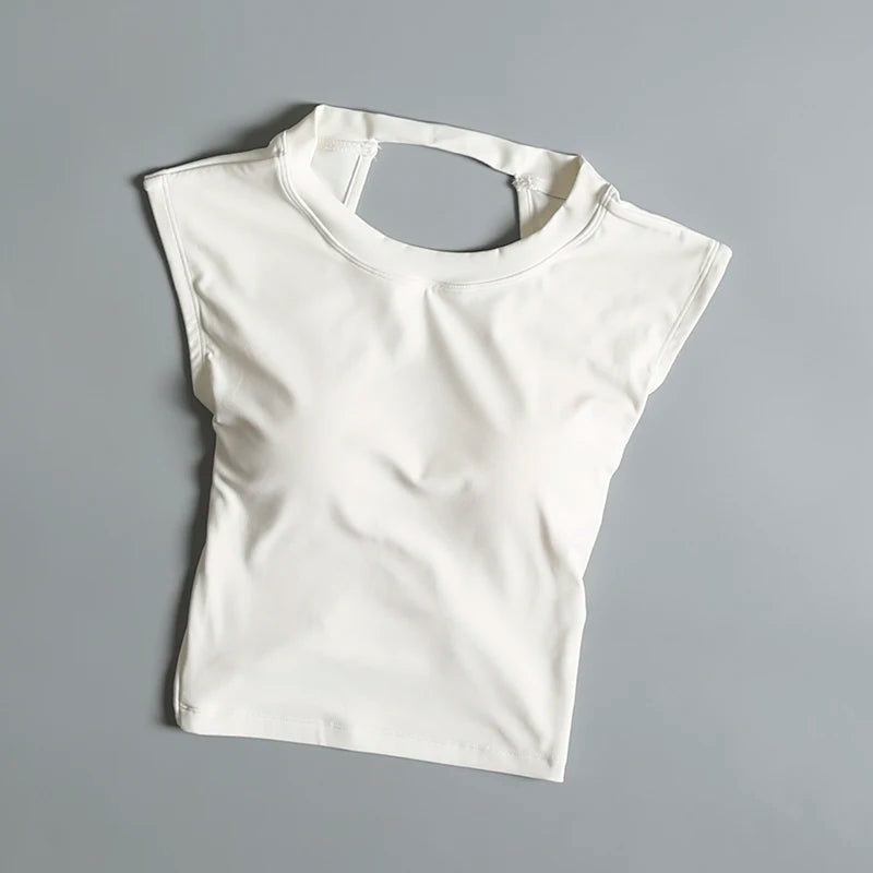 Sexy rückenfreie Sportweste Damen mit fixiertem Brustpolster Eng anliegend Schnell trocknend Schmale Passform Yoga Top Atmungsaktives Fitness-Shirt
