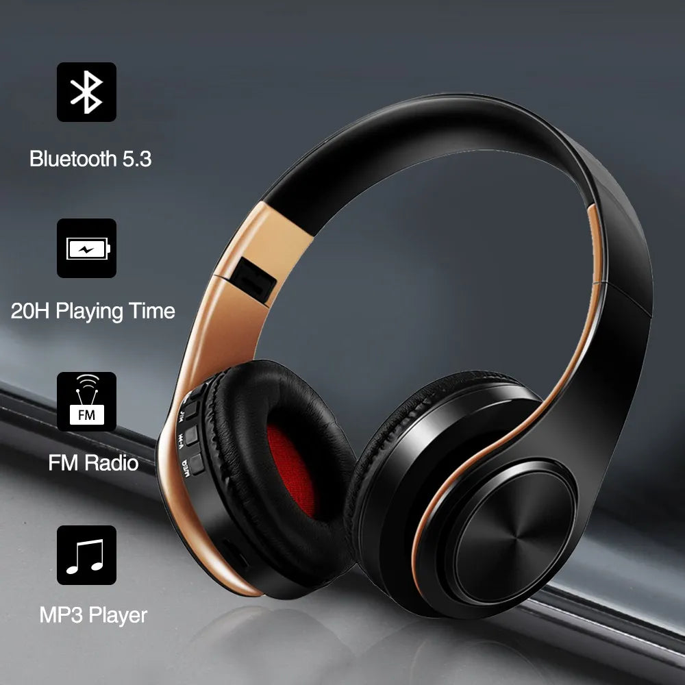 HIFI Stereo Kopfhörer Bluetooth Headset Musikkopfhörer FM und Unterstützung SD-Karte mit Mikrofon für Mobile Xiaomi Iphone Samsung Tablet
