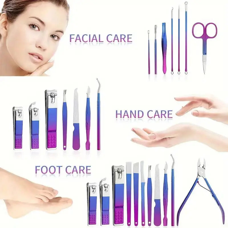 6-18-teiliges Set Professionelles Maniküre- & Pediküre-Kit aus Edelstahl Präzise Nagelpflege mit Reiseetui mit Nagelknipser Schere