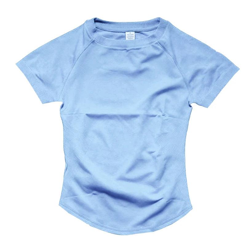 Kurzarm Gym-Top Damen Kleidung Yoga-Top Nahtloses Sportshirt Leichtes Fitness-Workout-Shirt Sport-Tops Active Wear Femme