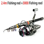 1.8-3.6m Kohlefaser Angelrute und Rollen-Set, superharte Teleskop-Angelrute, Spinnrollen-Set, max. Widerstand 3-8kg Pesca