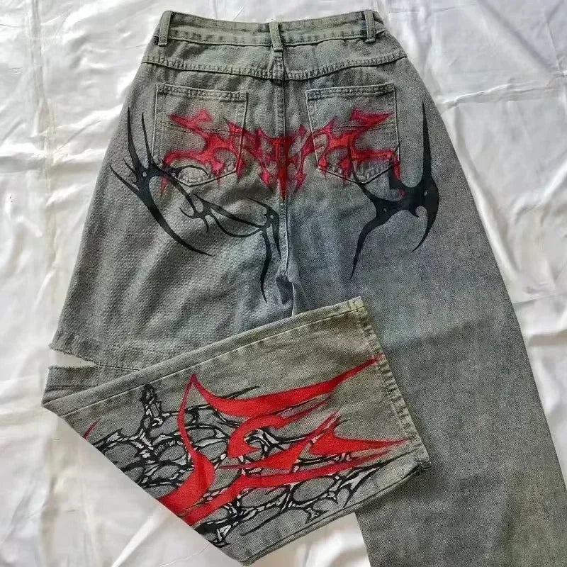 Amerikanische Y2K 2025 Neue weite Baggy Black Jeans Oversized Damen Street Casual Joker Denim-Hose Paar-Jeans Vintage Streetwear