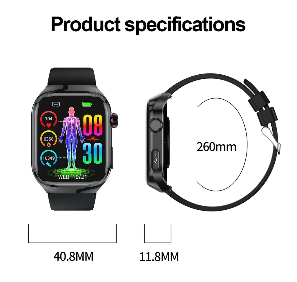 2026 Neue Pflegegrad-Harnsäure-Blutfettwerte Smartwatch Herren EKG+PPG Blutdruck Herzfrequenz Bluetooth Anruf Gesundheits-Smartwatch