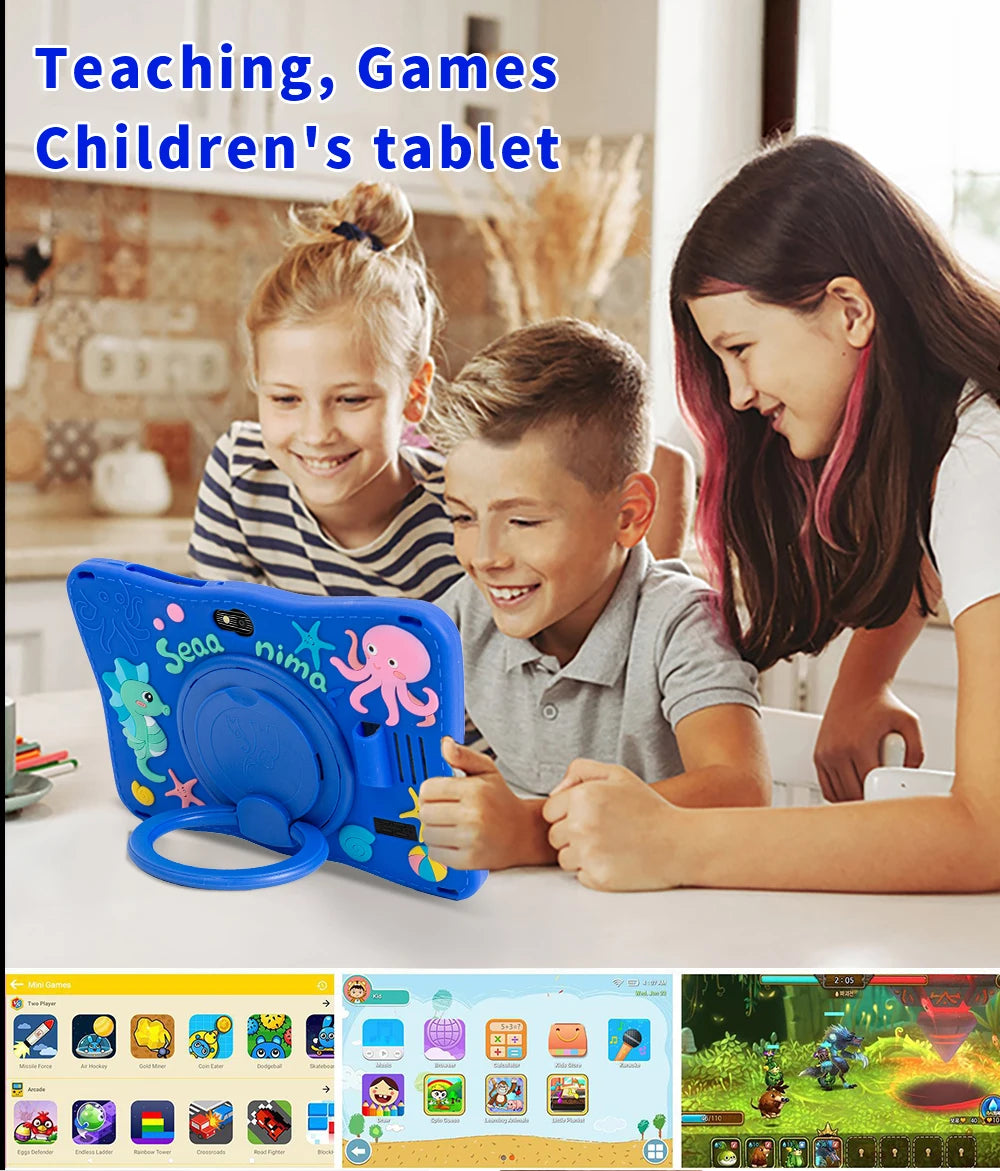 BDF Tablet für Kinder 7 Zoll Android 11 System 32 GB WiFi Bluetooth Dual-Kamera Bildungssoftware installiert mit Schutzhülle