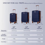 Premium 5-teiliges Hartschalen-Gepäckset, multi-Größen 20/24/28 Zoll Reise-Trolley-Koffer, leichtgängige 360°-Rollen mit TSA-Sicherheitsschloss, komplettes Reise-Set mit Handtasche & Kosmetiktasche