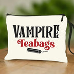 VAMPIRE Teabags Themed Kulturtasche Menstruationstasse Beutel Modische Tragbare Reise-Organizer Kreative Handgelenktasche Make-up-Taschen