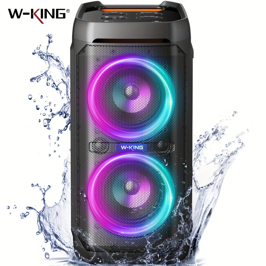 W-KING 100W RMS Bluetooth Lautsprecher, IPX6 Wasserdicht, V5.3 Tragbare Party Boombox Kabellos Tiefer Bass/115dB Lauter Massiver Klang