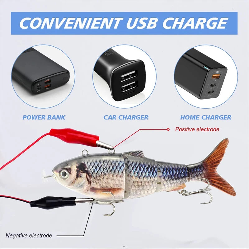 Automatischer Swimbait, elektrischer, robotergesteuerter Angelköder, 4-Segment, automatisch, mehrteiliger Köder, USB-wiederaufladbar, Wobbler, Pesca-Zubehör
