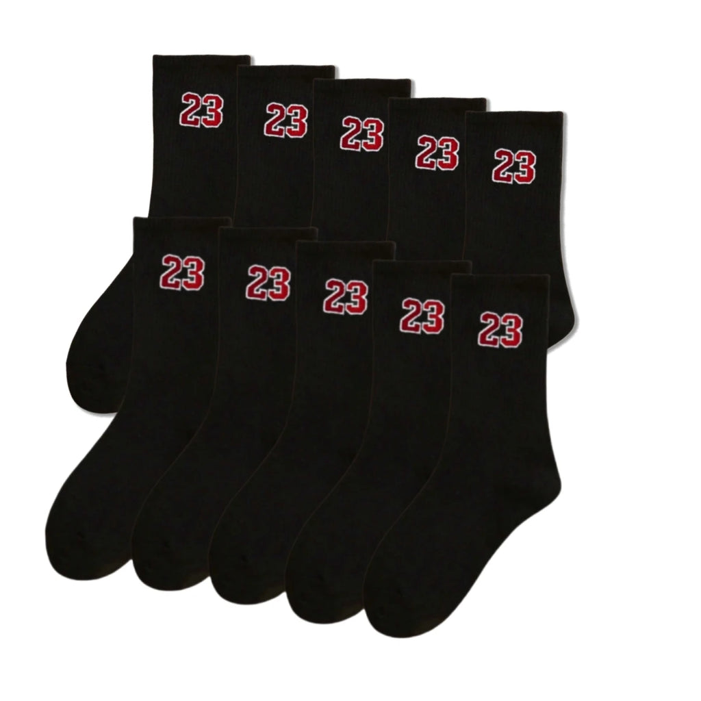 Herren-Crew-Socken, klassisch, Design mit Nummer 23, bequem, atmungsaktiv, feuchtigkeitsableitend