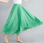 Neue 2020 Damen Leinen Baumwolle Lange Röcke Elastische Taille Plissierte Maxi Röcke Strand Boho Vintage Sommer Röcke Faldas Saia