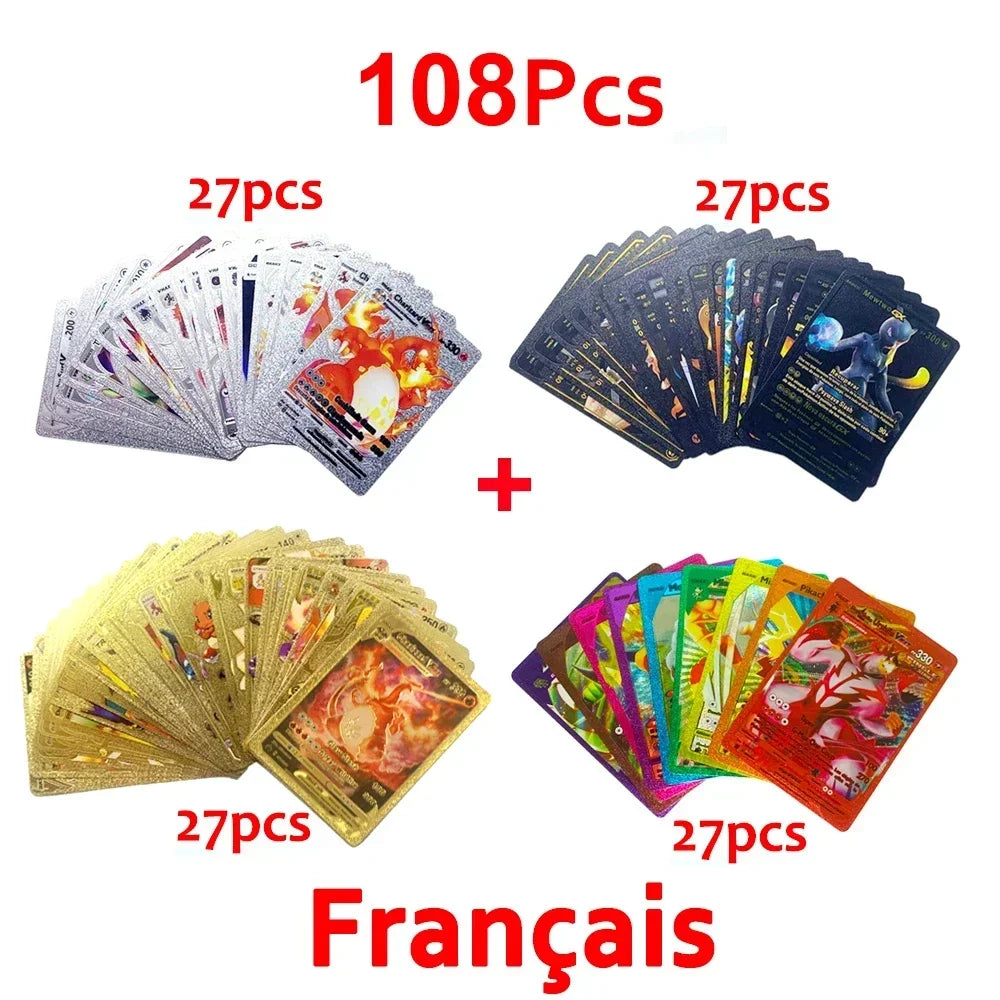 30-165 Stück Gold Pokemon Bunte Kartenset Schwarz Vmax Vstar Silber GX Box Pikachu Carta Glurak Deutsch Französisch Spanisch Spielkarten