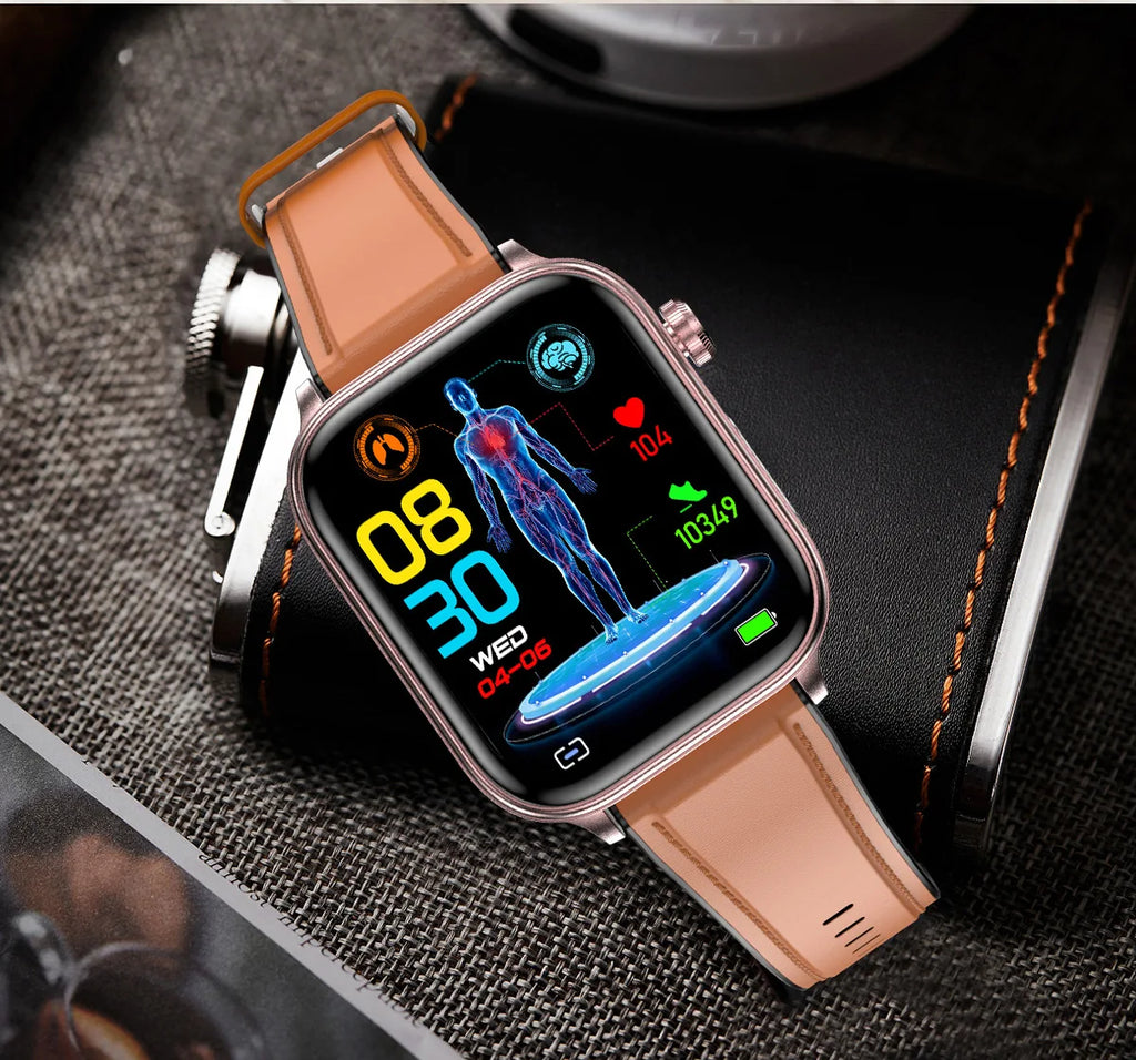2025 Neue KI-Diagnose Blutfette Harnsäure Körperzusammensetzung Test Smartwatch für Herren EKG+PPG Bluetooth Anruf Gesundheits-Smartwatch