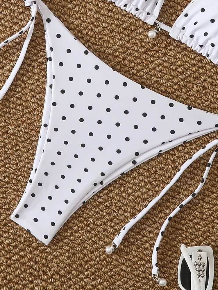 Sexy Micro-Bikini-Sets mit Perlenpunktdruck, Bademode 2026, Badeanzug für Damen, Strandkleidung, Damen Strand Sommer Bikini, zweiteiliger Badeanzug