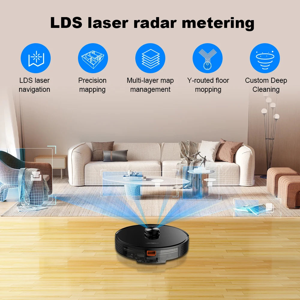 Liectroux / LILIN X6 Saugroboter, Lasersystem, Nass- und Trockenwischen, 6500Pa, Multi-Etagen-Karte, Zonenreinigung, APP-Sperrbereich