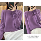 100 % Merinowolle Pullover Damen O-Ausschnitt Kaschmir Strickwaren Female Pullover Herbst Winter Freizeit Oberteile Einfarbig Weiche Kleidung