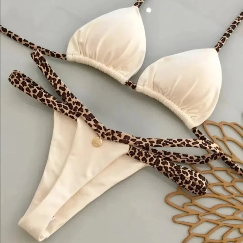 New Bikini Women Swimsuit Beach Vacation Swimwear Leopard Printed Sexy Bikini Set Beachwear Swimsuit Thong Bathing Suit Biquinis