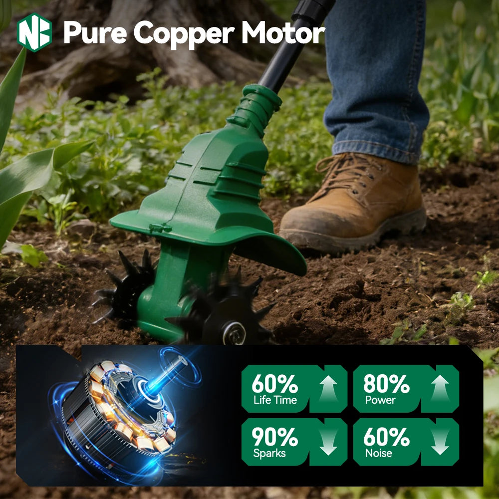 NewBeny Elektrische Gartenfräse Kultivator Vertikutierer Klappbare Bodenhacke Gartenwerkzeug