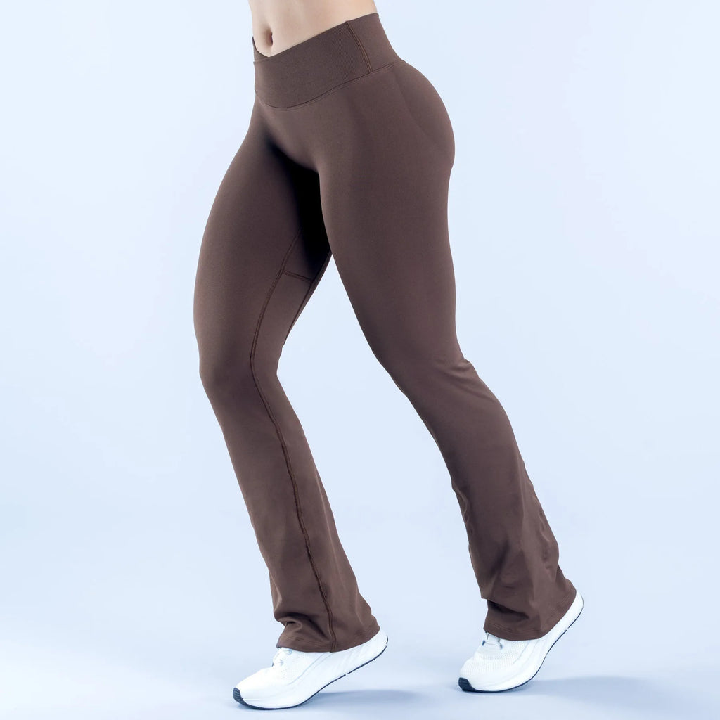 NCLAGEN Vision Flares Damen Fitnessstudio Fashion Yogahosen mit überkreuzter Vorderseite, hoher Taille, nahtlosen Sport-Leggings, Fitness-Hosen mit weitem Bein