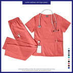 Niaahinn Scrubs Uniforms Sets Großhandel Medizinische Kasacks Stretch-Anzug Gesundheitswesen Pflegeuniform Unisex OP-Kasacks Damen Herren