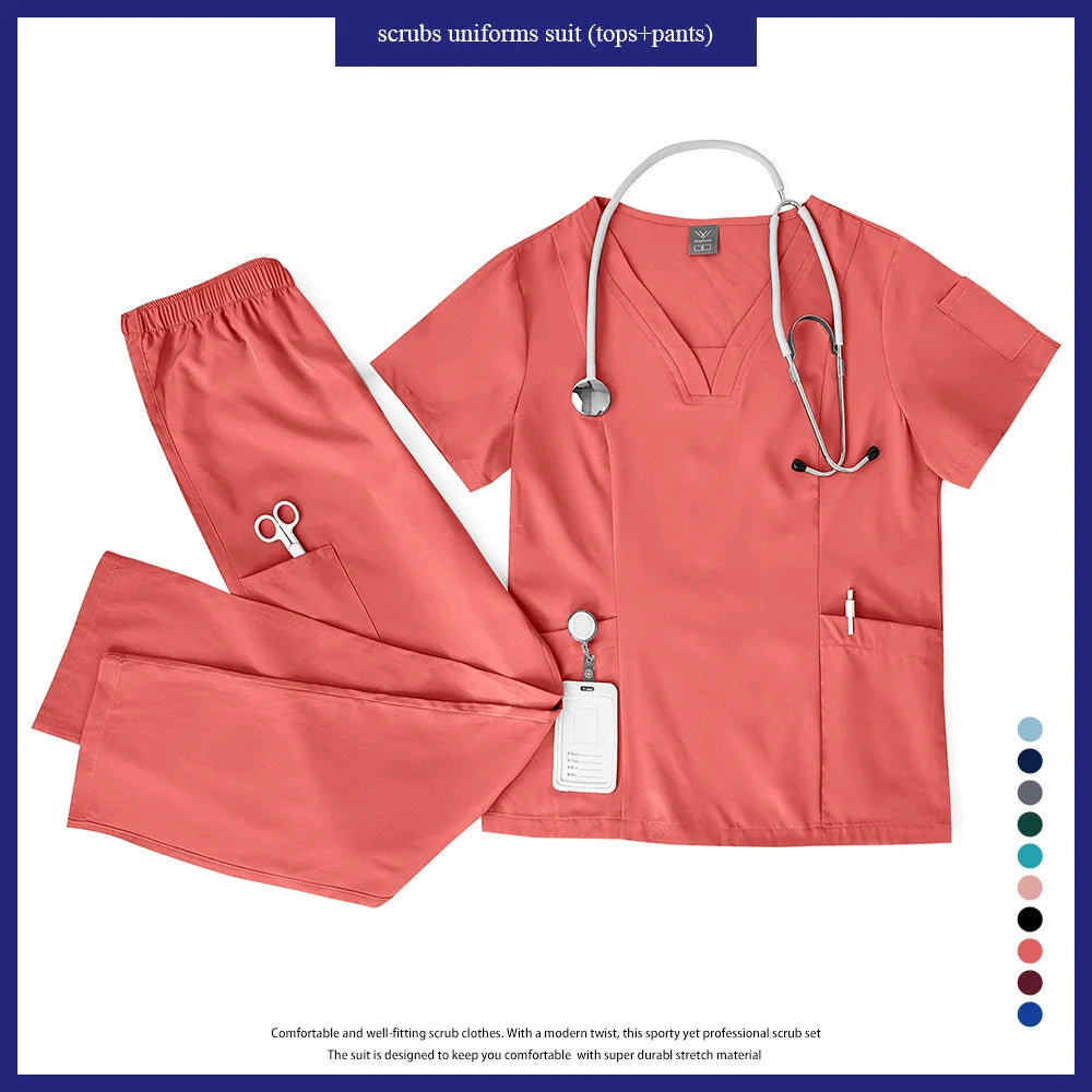 Niaahinn Scrubs Uniforms Sets Großhandel Medizinische Kasacks Stretch-Anzug Gesundheitswesen Pflegeuniform Unisex OP-Kasacks Damen Herren