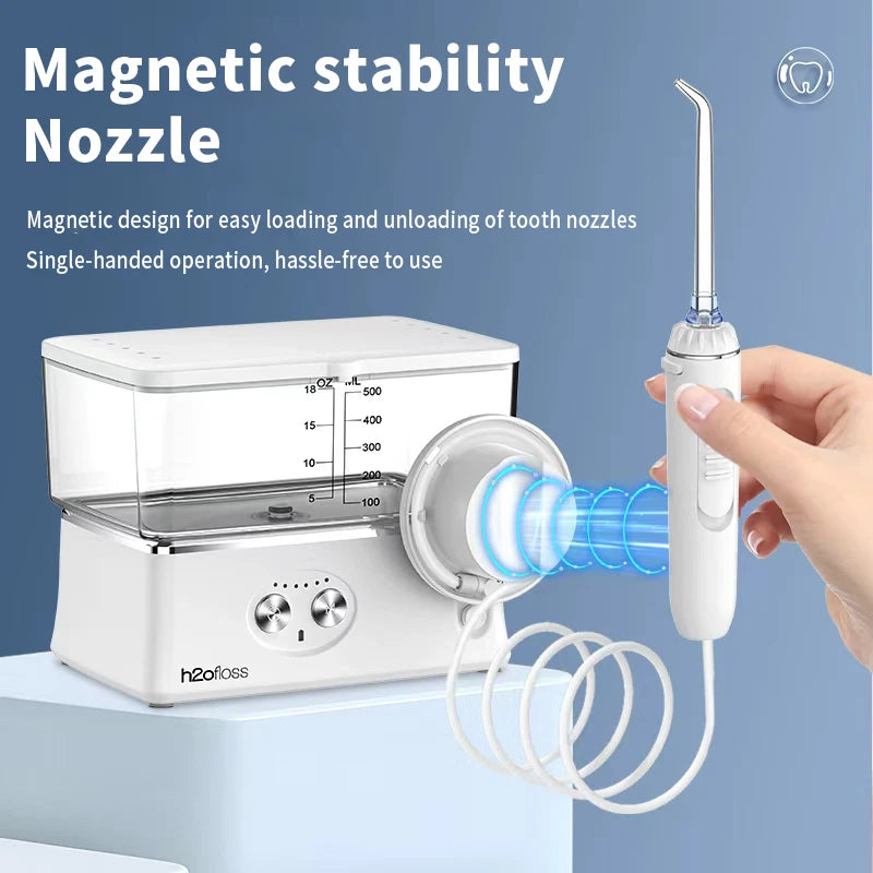 H2ofloss Munddusche Tragbar Munddusche 570 ml 140 PSI Hochdruck 6 Modi 5 Düsen mit Aufbewahrungstasche USB Wiederaufladbar