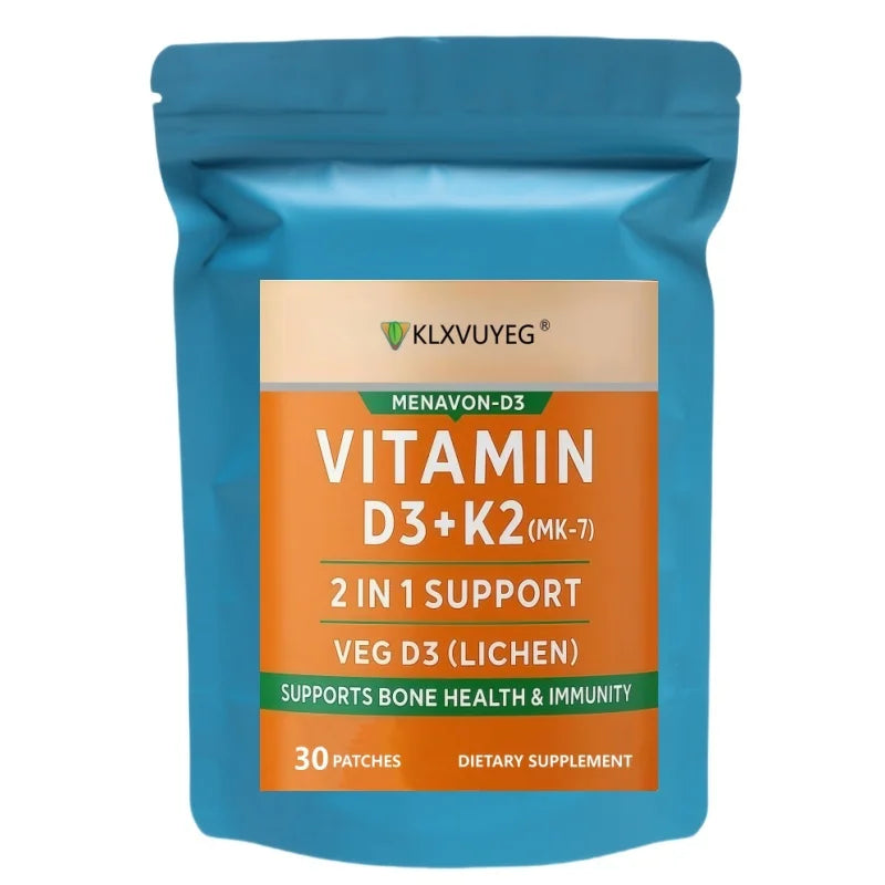 Vitamin D3 K2 | Vitamin K2 MK7 Patch für Knochen- & Herzgesundheit | Vitamin D für Frauen & Männer | Vitamin K2 und D3 Nahrungsergänzungsmittel