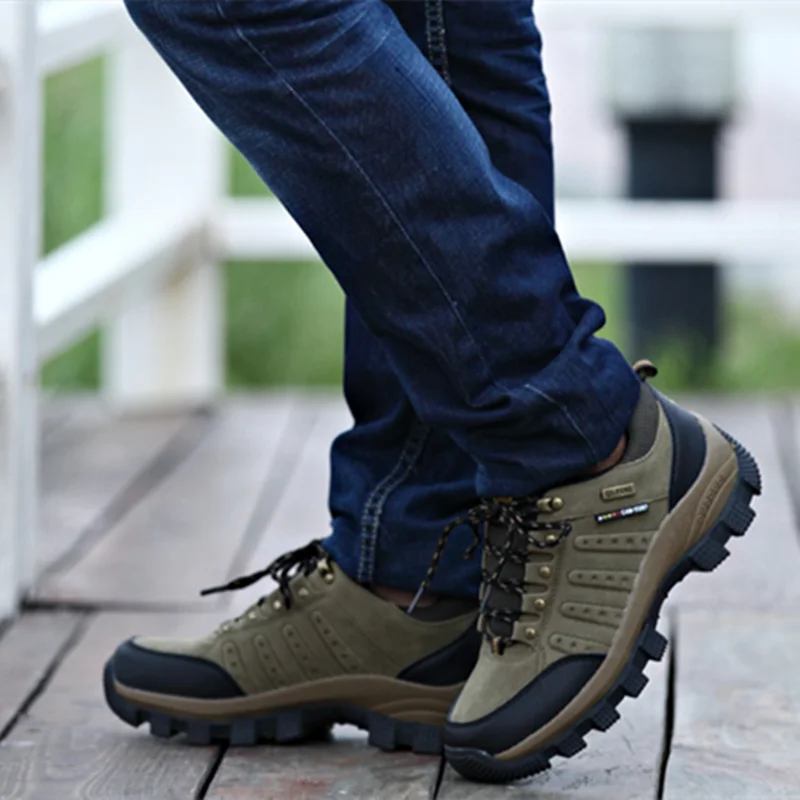 Hiking Shoes Non Slip Mountain Sneakers Winter Lace Up Retro Leather Shoe Sport Outdoor Trail Off-Road Trek Men Women Footwear