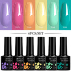 LILYCUTE 7ML 6PCS Neon Gel Nagellack Set fluoreszierend Farbwechsel Semi Permanent Soak Off Maniküre-Kit Nail Art Gel